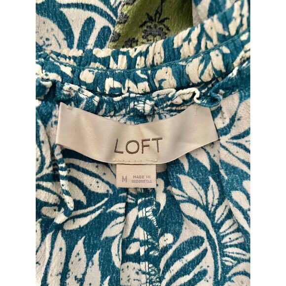 Loft Women's Palm Smocked Halter Top Floral Tropical Colorful Design Size M - Picture 5 of 6